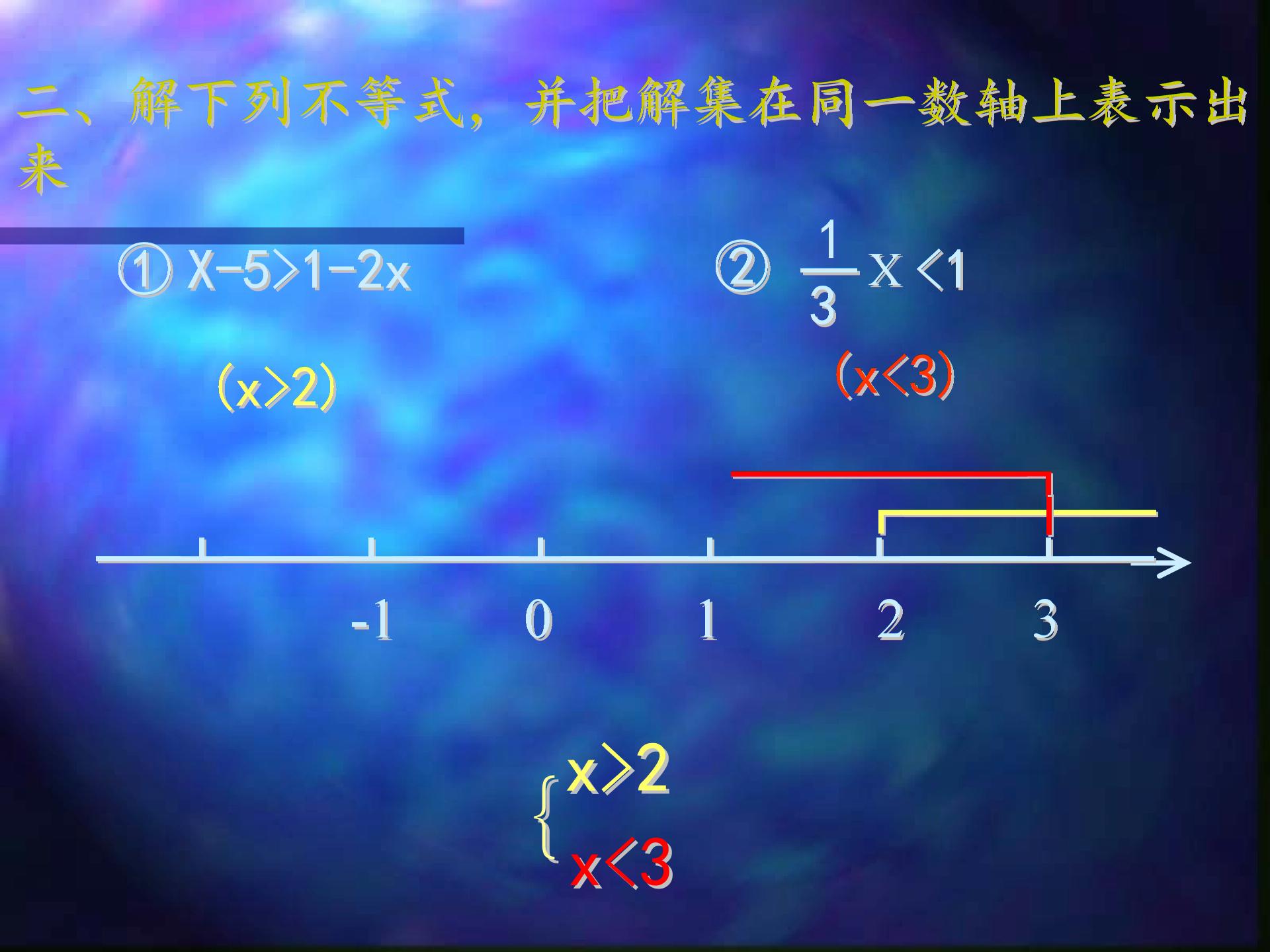 [名校联盟]甘肃省白银市会宁县新添回民中学八年级数学下册《一元一次不等式组和它的解法》课件（3份）