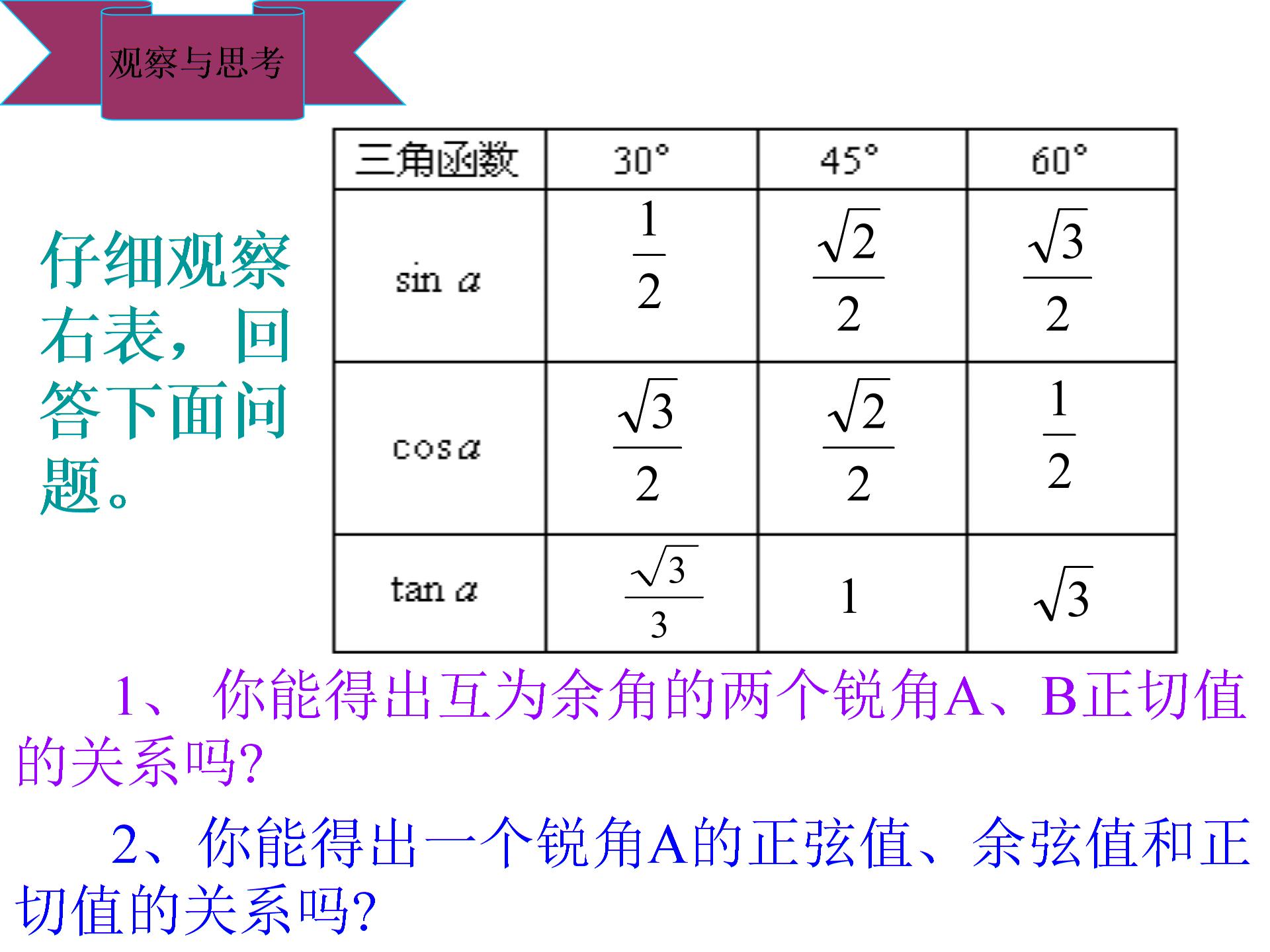 [名校联盟]山东省日照市东港实验学校人教版九年级下学期数学课件 28.1 锐角三角函数（第三课时，8张ppt）