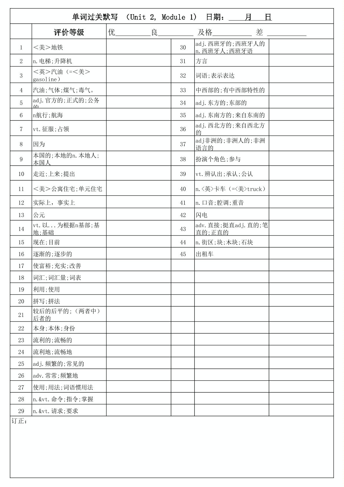 2018届高三一轮复习天河中学book1---book8词汇默写卷（PDF）