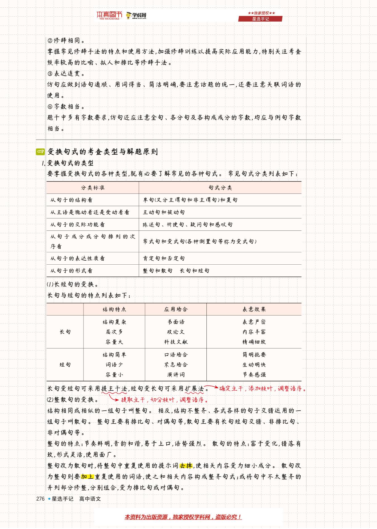 语言文字运用专题五  选用、仿用、变换句式-高中语文高效提分【星选手记】