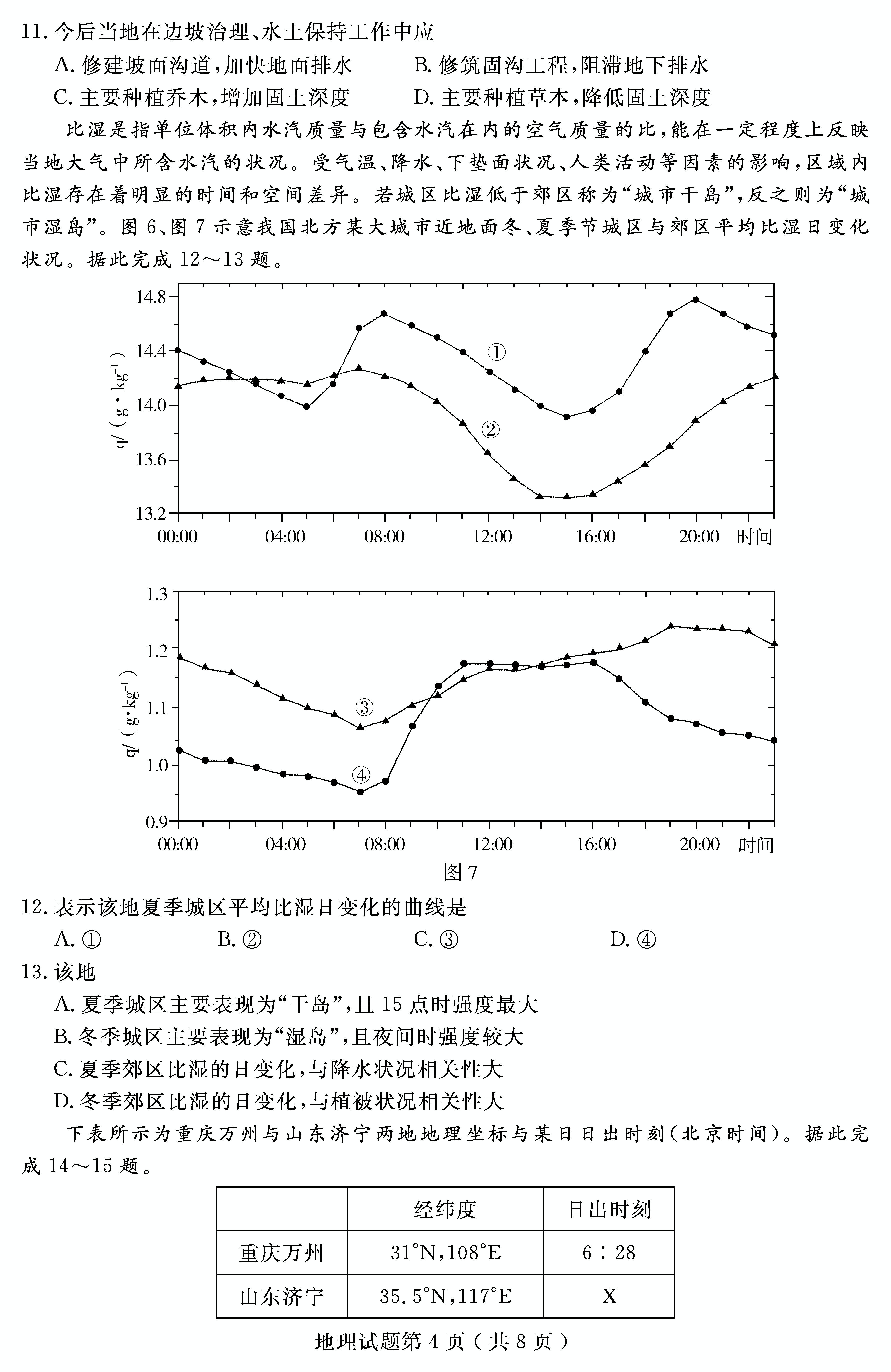 山东省济宁市2021届高三上学期期末考试地理试题（PDF版）