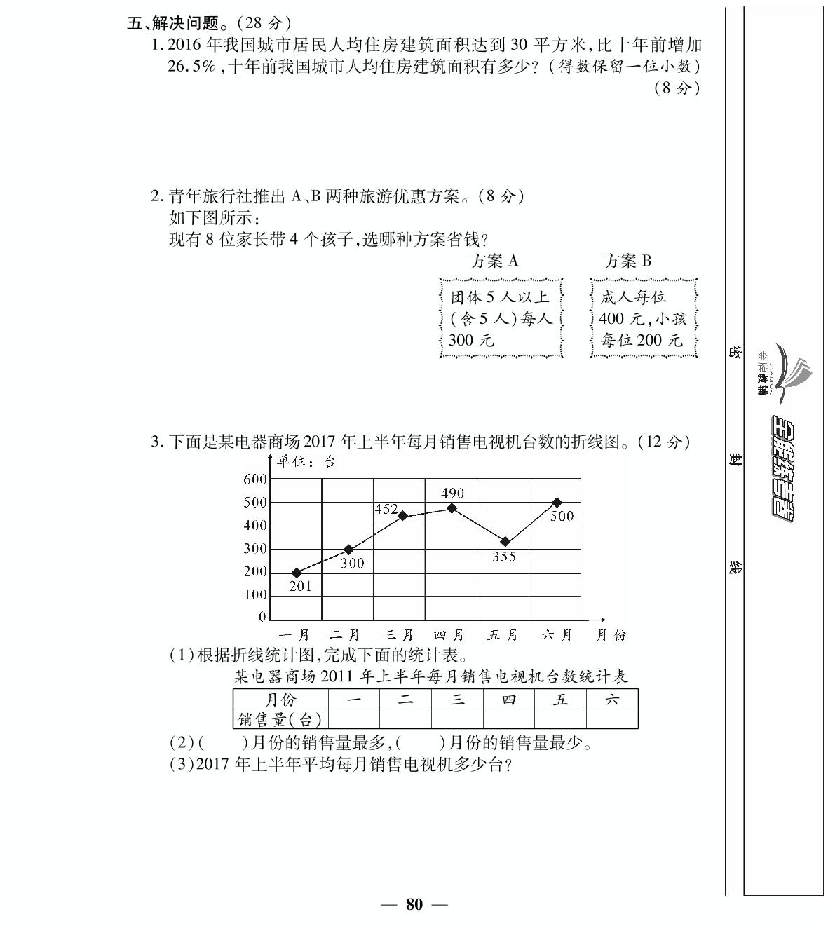 六年级下册数学-小学毕业升学模拟卷（二）  （人教新课标,PDF,含答案）