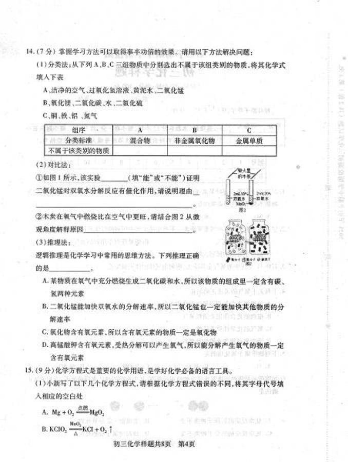 山东省泰安市泰山区（五四制）2020-2021学年八年级下学期期中考试化学试题（扫描版）