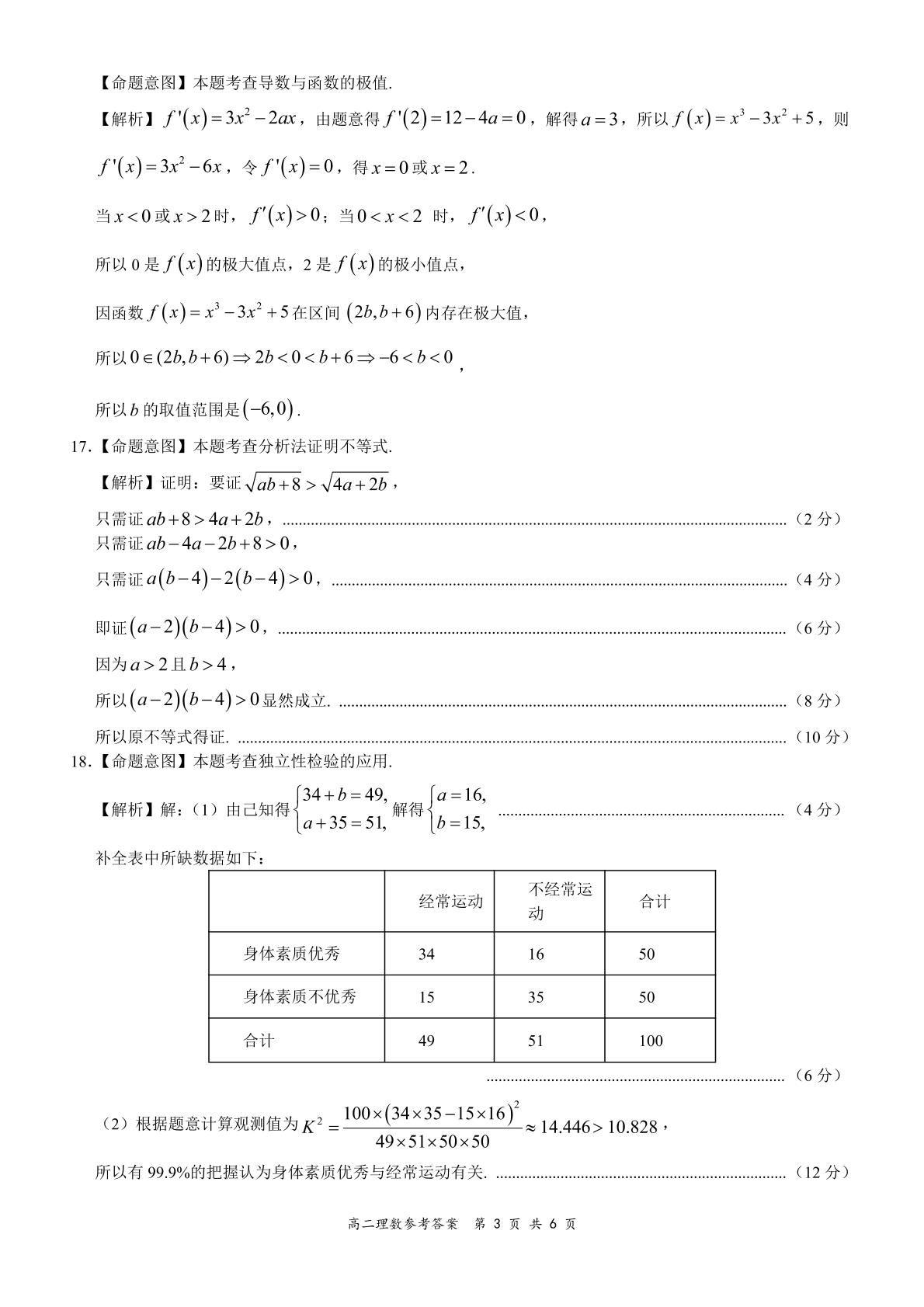 全国百强名校【领军考试】2020-2021学年高二下学期5月联考理数试题