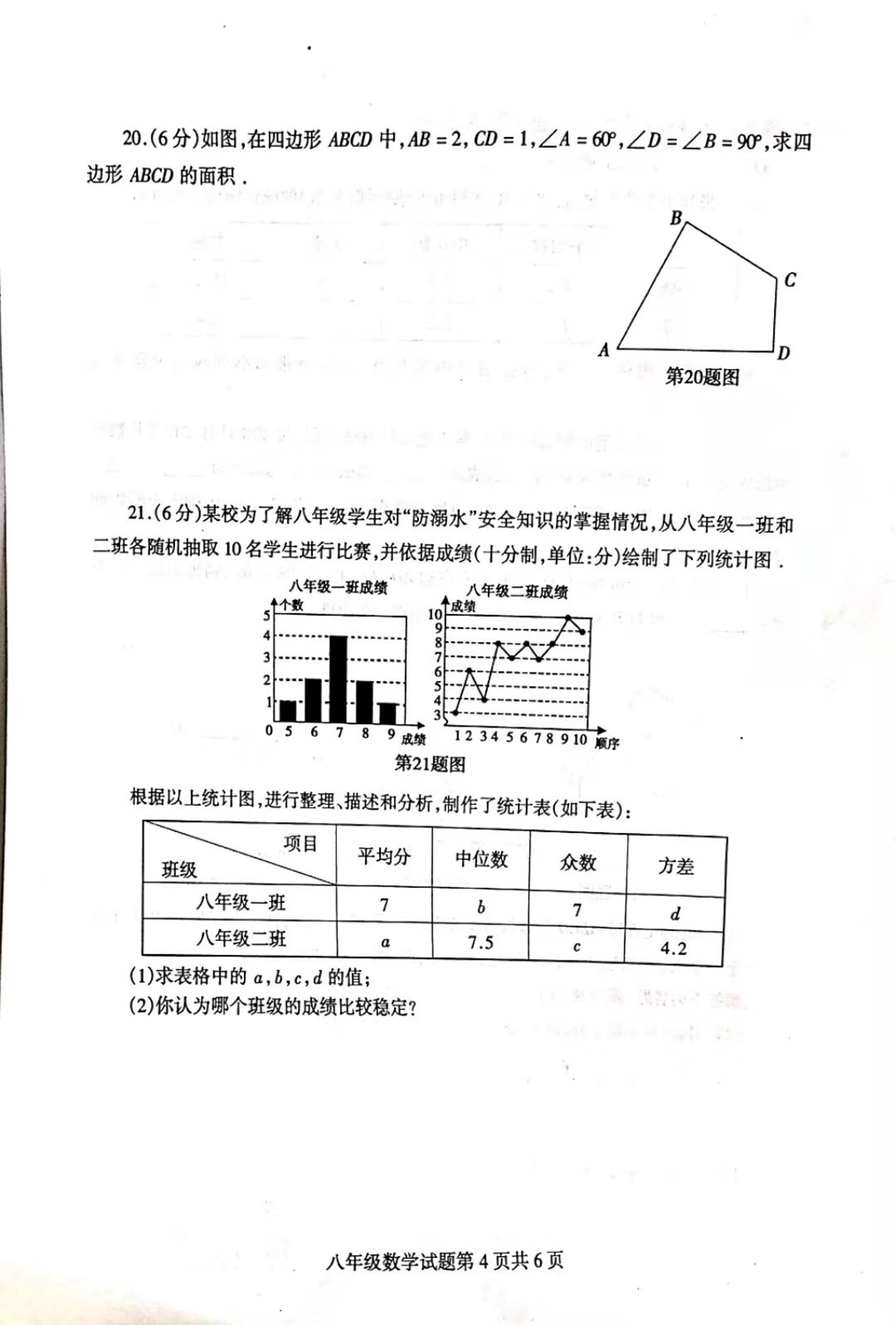 山东省临沂市平邑县2020-2021学年八年级下学期期末考试数学试题（扫描版）