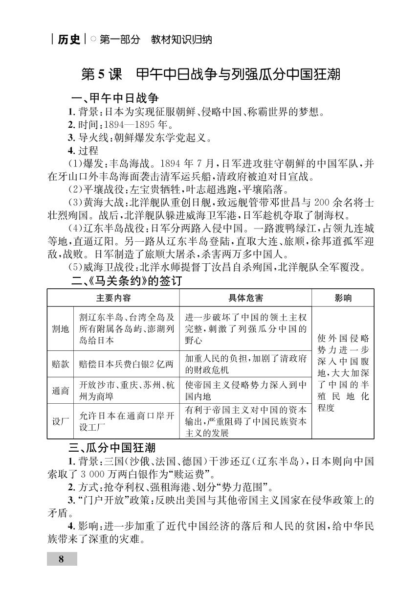 (速记手册）第二单元-【优化设计】2021-2022学年八年级上册初二历史同步学考(部编版)