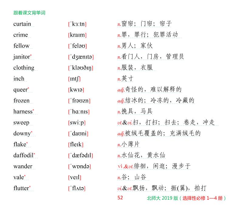选择性必修三 Unit 8 Literature-北师大版·高中新教材英语跟着课文背单词（选择性必修一、二、三、四册）