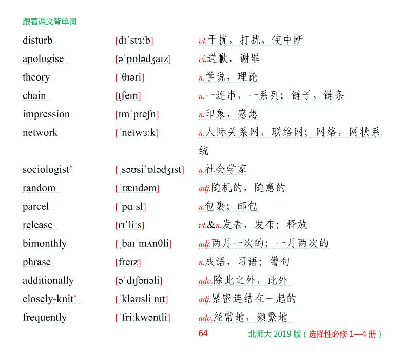 选择性必修四 Unit 10 Connections-北师大版·高中新教材英语跟着课文背单词（选择性必修一、二、三、四册）