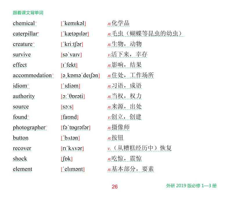 必修一 Unit 5 lito the wild-外研版·高中新教材英语跟着课文背单词（必修一、二、三册）