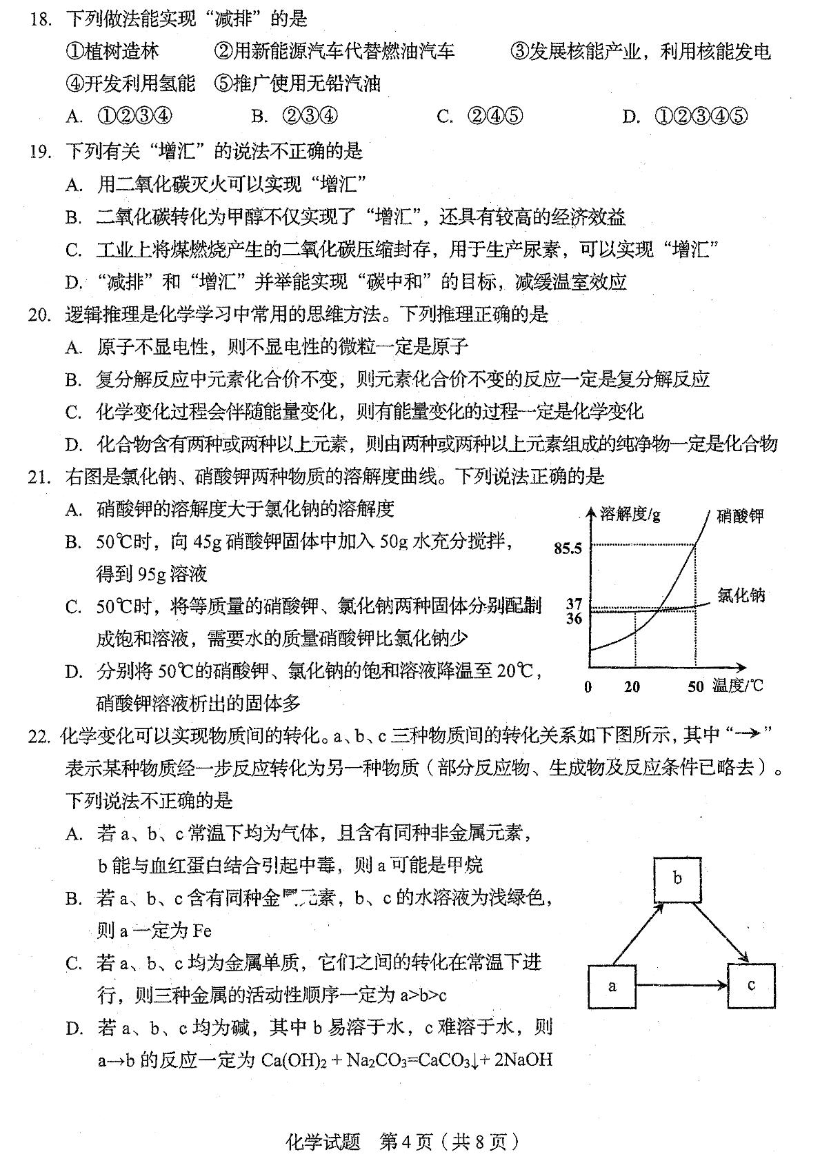 2021年山东省青岛市中考化学真题