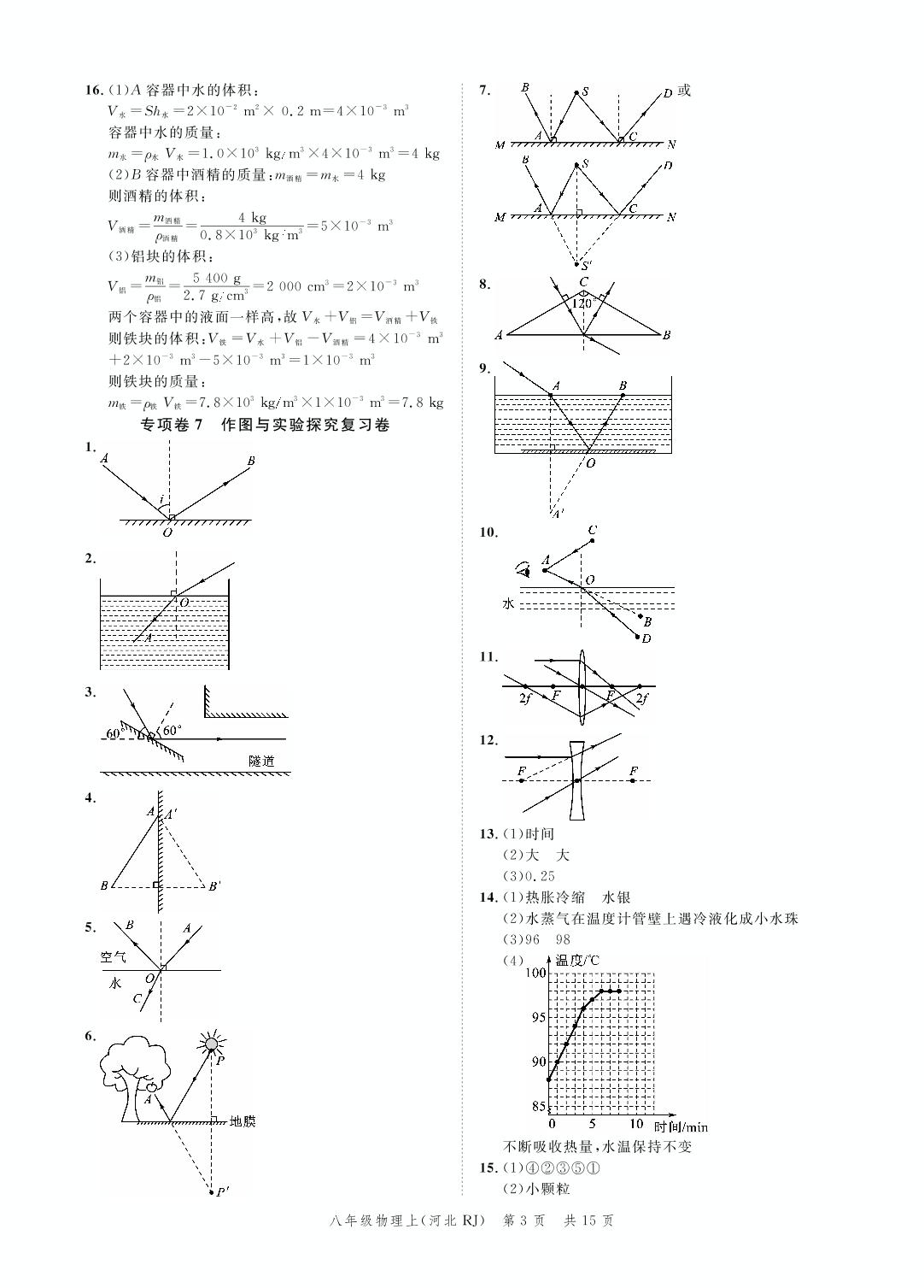 专项卷4 光现象复习卷-2021年秋《名校课堂·本地期末卷》八年级物理上册（河北）人教版