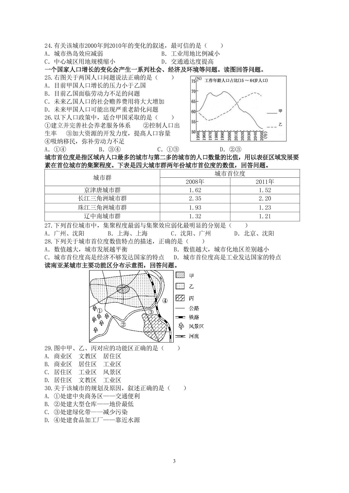 上海市上海中学2019-2020学年高一下学期期中地理考试试题