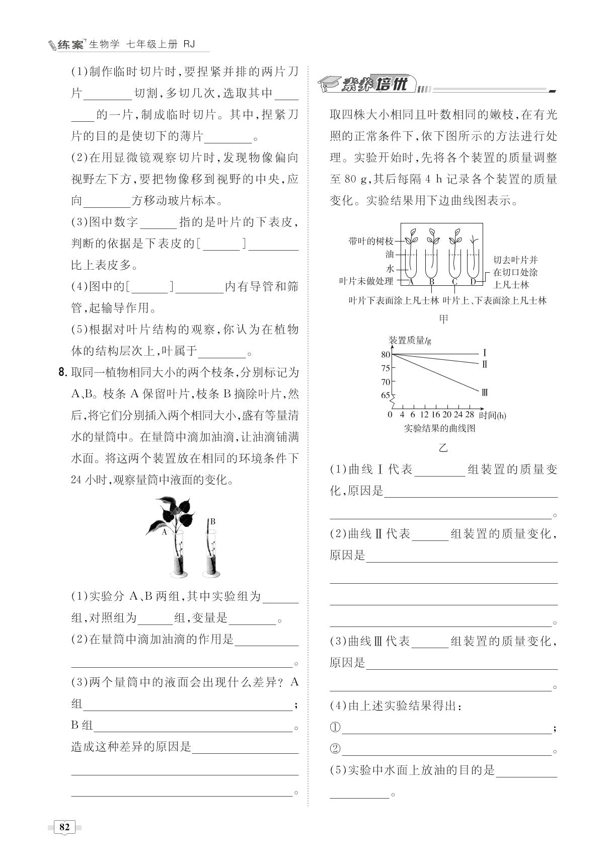 第3单元 第3章 绿色生物与生物圈的水循环-2022-2023学年七年级上册初一生物【导与练】初中同步练案（人教版）