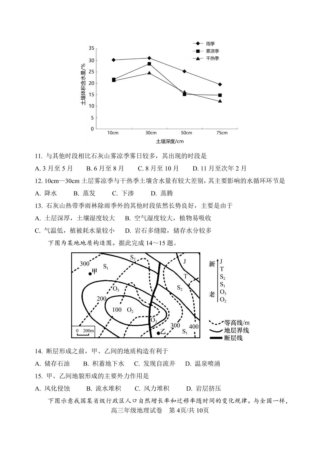 河北省唐山市第一中学2022-2023学年高三上学期期中地理试题