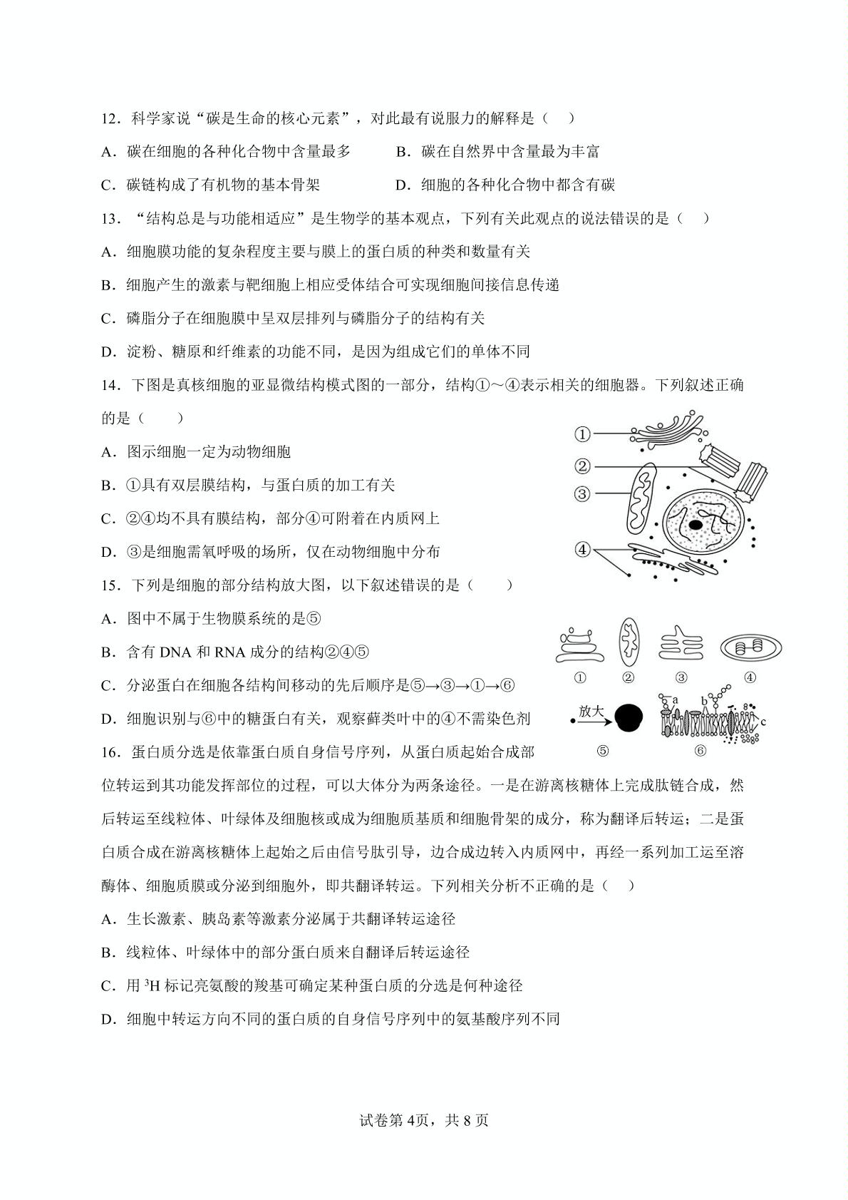 湖南省衡阳师范学院祁东附属中学2022-2023学年高一上学期期中考试生物试题