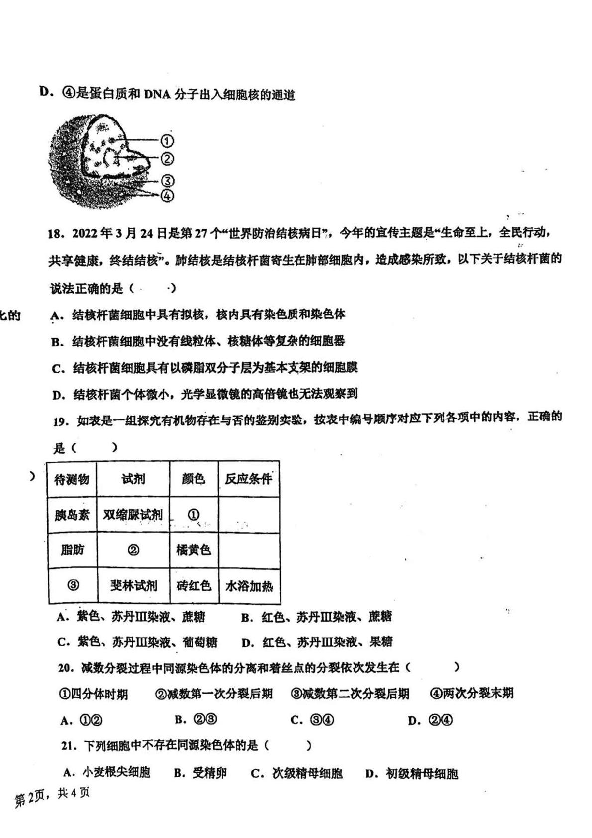 黑龙江省鸡西市密山市第四中学2022-2023学年高三上学期1月期末生物试题
