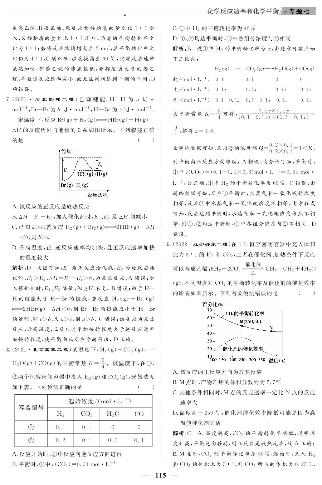 专题过关检测7 化学反应速率与化学平衡（教参）-【高考前沿】2023高考化学第二轮复习·超级考生备战高考（人教版 新教材 老高考）
