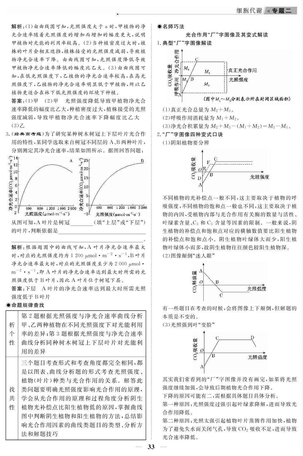 高考命题点1 光合作用与呼吸作用（教参）-【高考前沿】2023高考生物第二轮复习·超级考生备战高考（人教版 新教材 老高考）