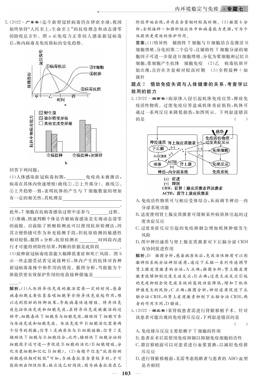 专题7 内环境稳定与免疫（教参）-【高考前沿】2023高考生物第二轮复习·超级考生备战高考（人教版 新教材 老高考）