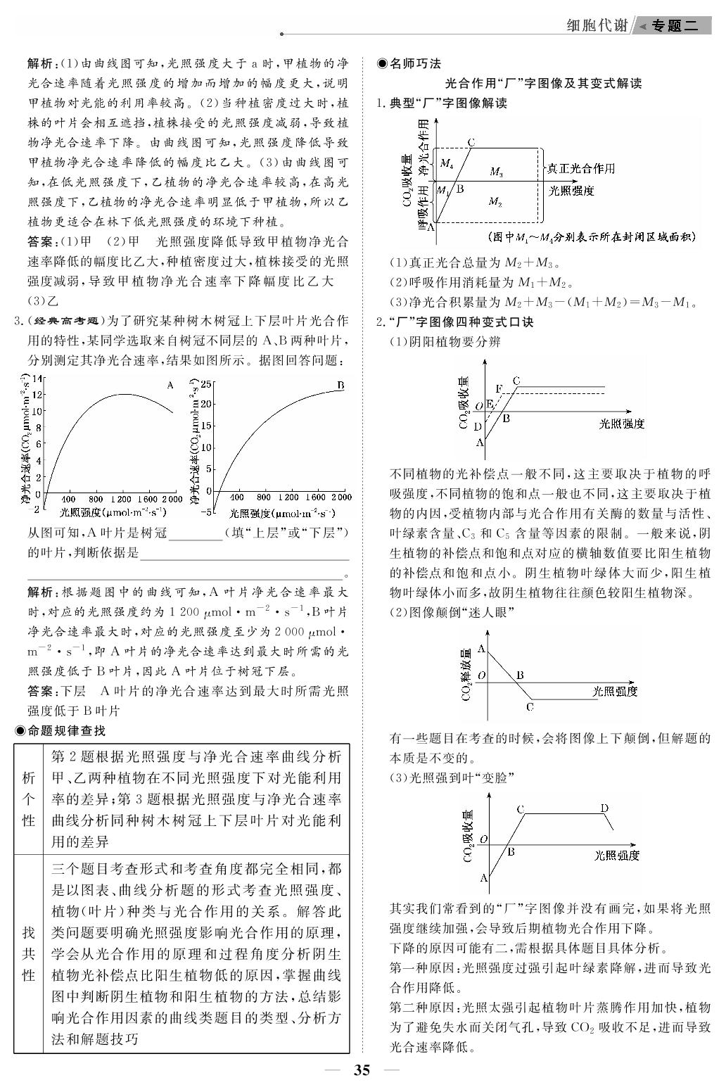 高考命题点1 光合作用与呼吸作用（教参）-【高考前沿】2023高考生物第二轮复习·超级考生备战高考（人教版 新教材 新高考）