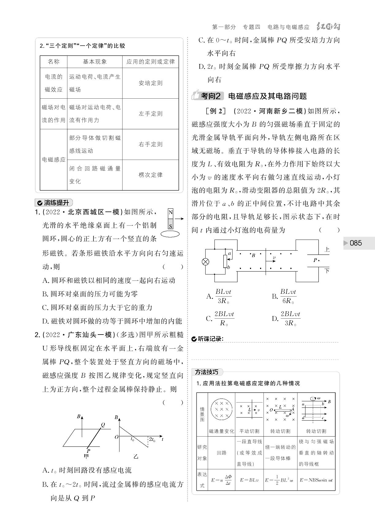 (讲义)专题四 第12讲 楞次定律、法拉第电磁感应定律的一般应用-【红对勾】2023版高考物理二轮复习讲与练