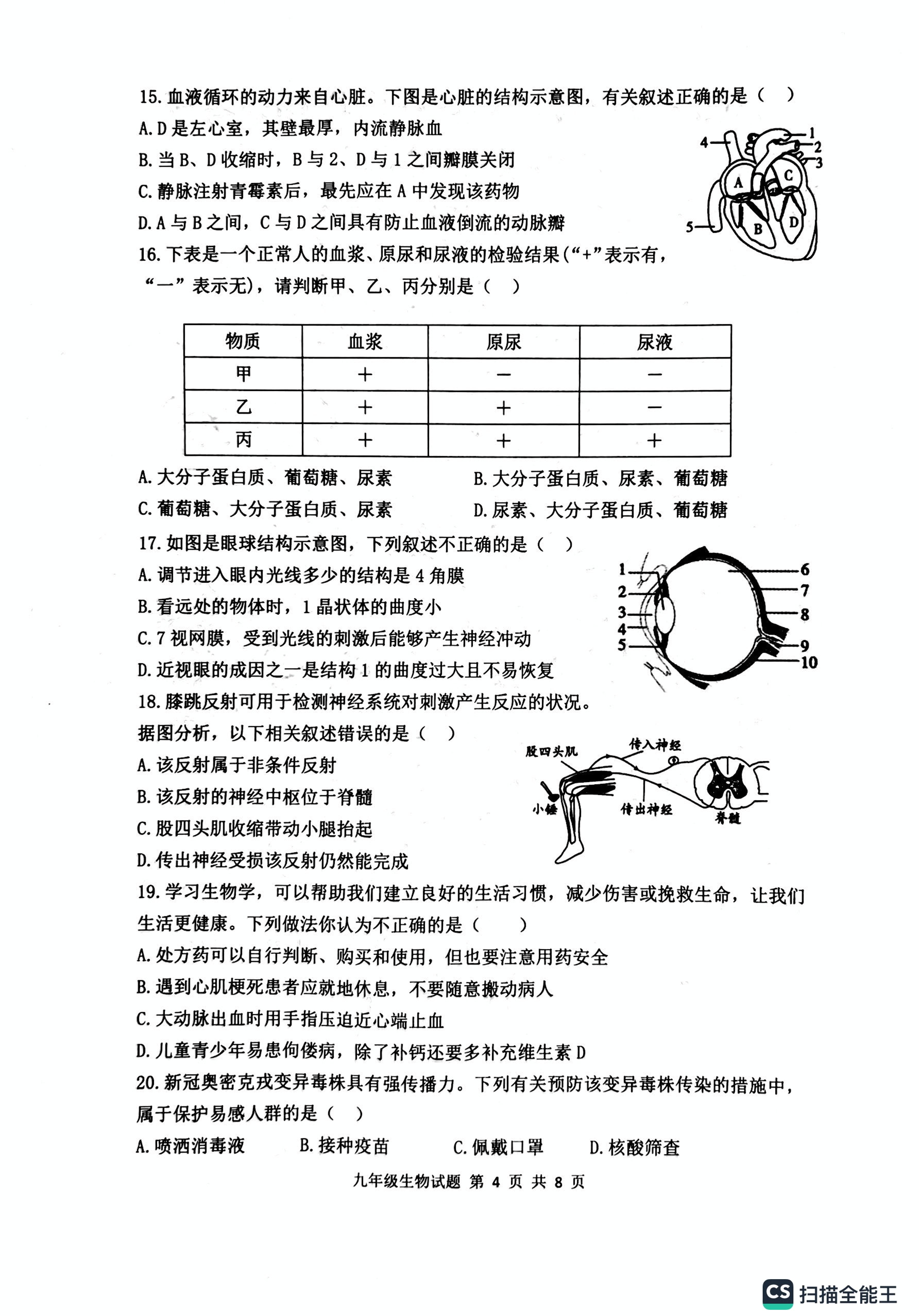 山东省菏泽市单县2022-2023学年九年级上学期期末生物试题