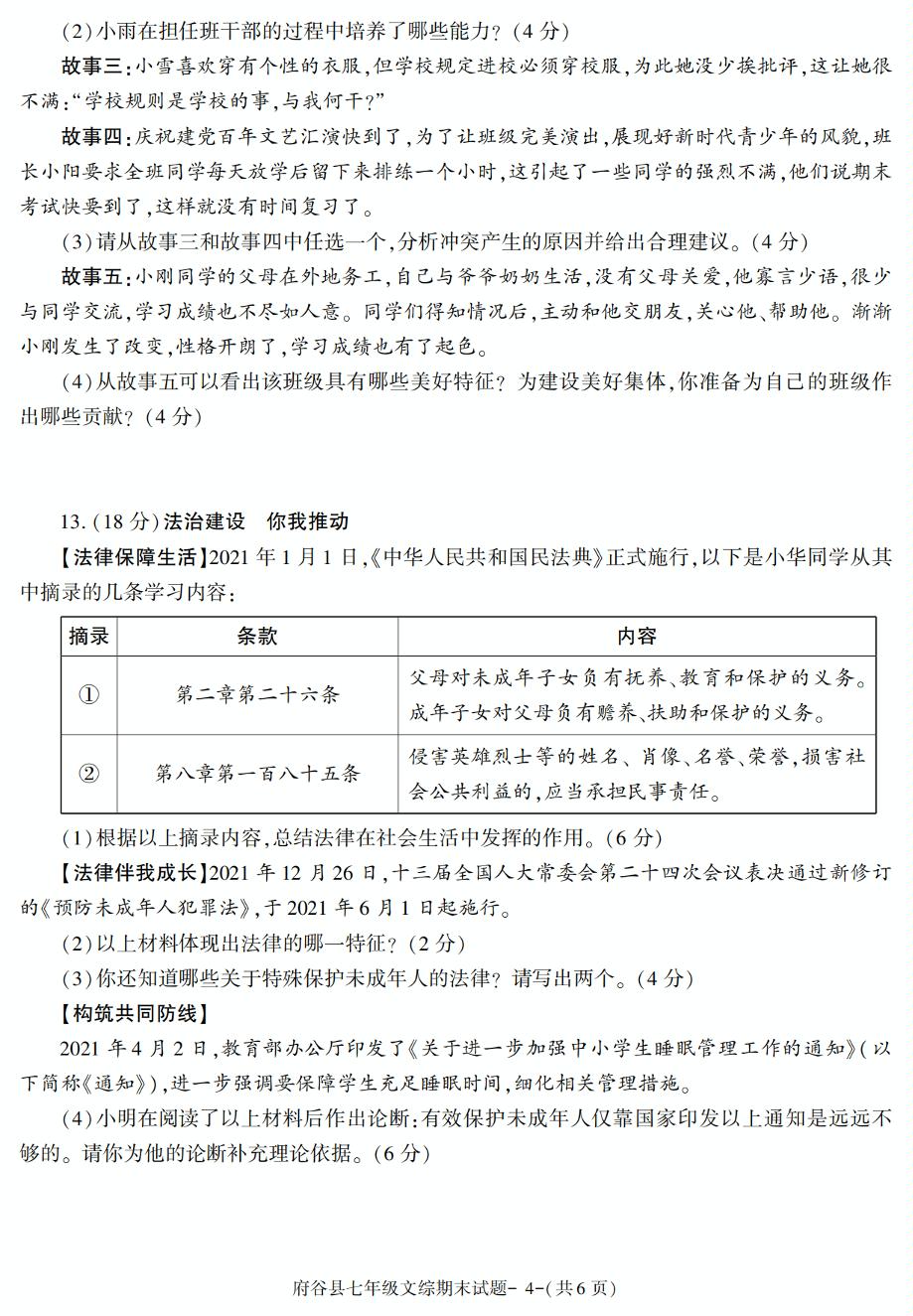 陕西省榆林市府谷县2020-2021学年七年级下册期末考试文综试题