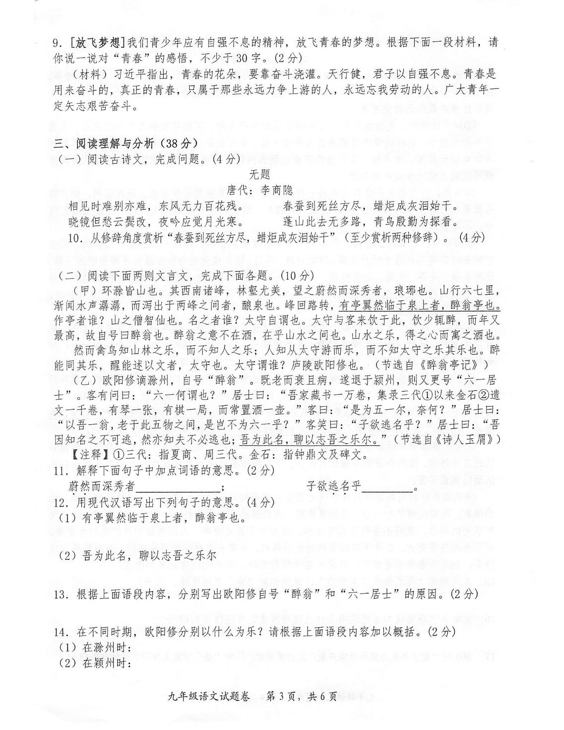 广西壮族自治区河池市凤山县2022-2023学年九年级上学期期末考试语文试题
