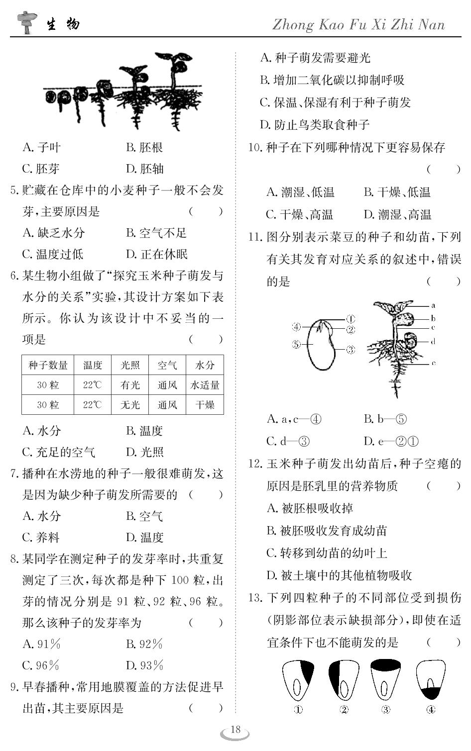 第二章 被子植物的一生 - 2023中考生物复习指南（黄石专用）