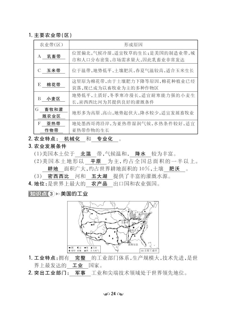 第9章 西半球的国家-【导与练】2022-2023学年七年级下册初一地理同步练案地图助记提分宝（人教版）