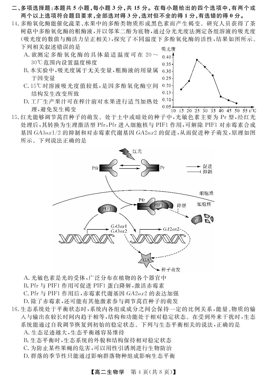 【金科大联考】新未来2023年秋季学期高二年级7月质量检测生物（山西、河南、河北通用）