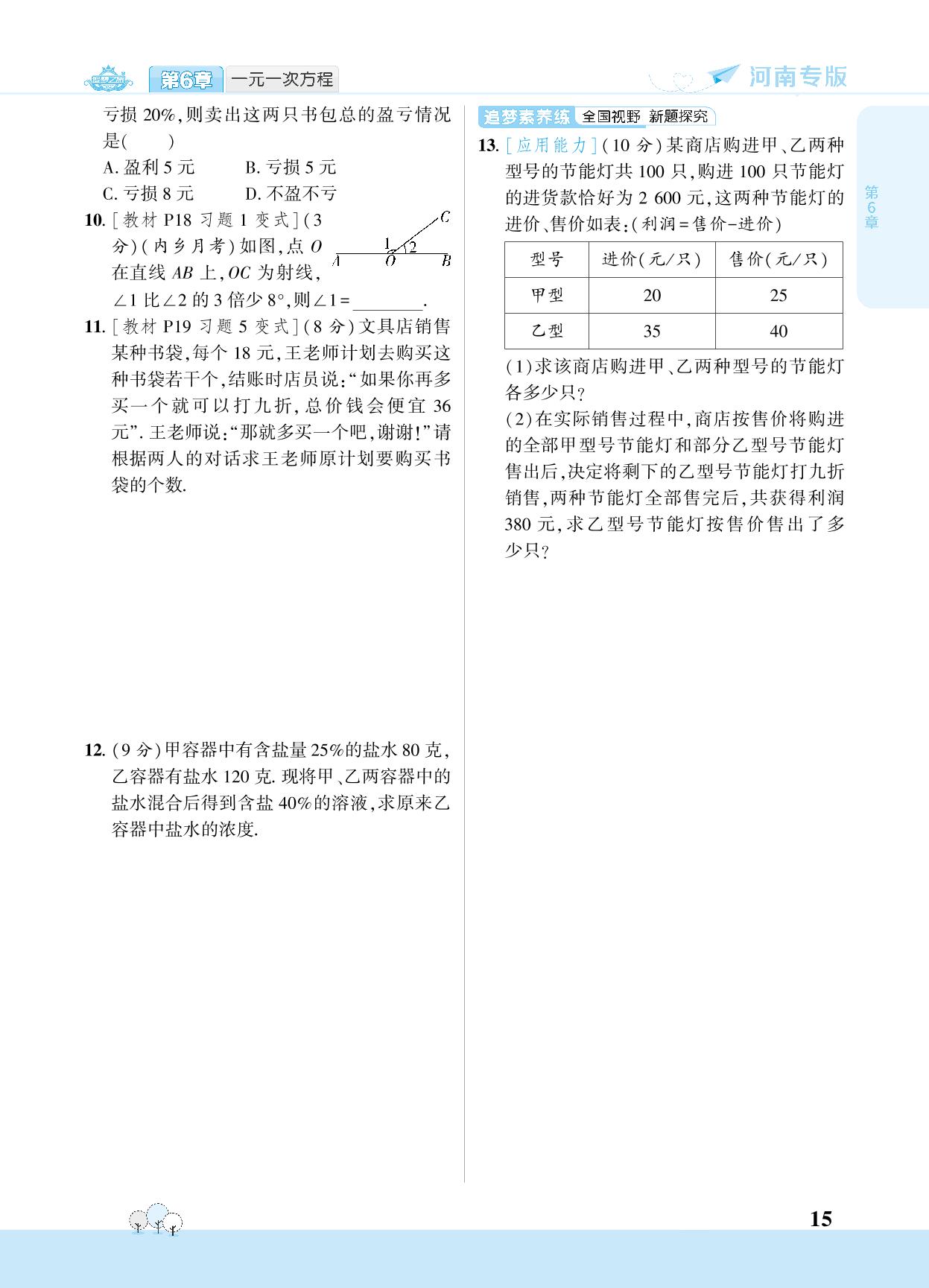 6.3 实践与探索-【追梦之旅·大先生】2023-2024学年七年级下册数学同步训练方案（华东师大版 河南专版）