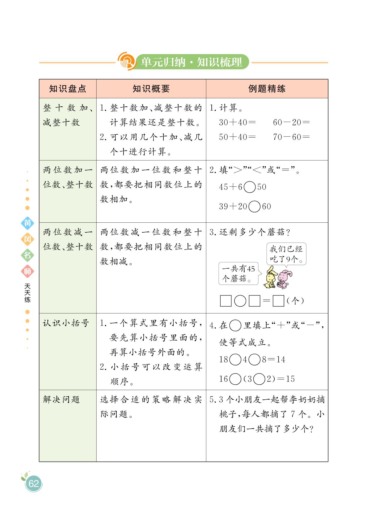 第6单元 整理和复习-【黄冈名师天天练】2023-2024学年一年级下册数学（人教版）