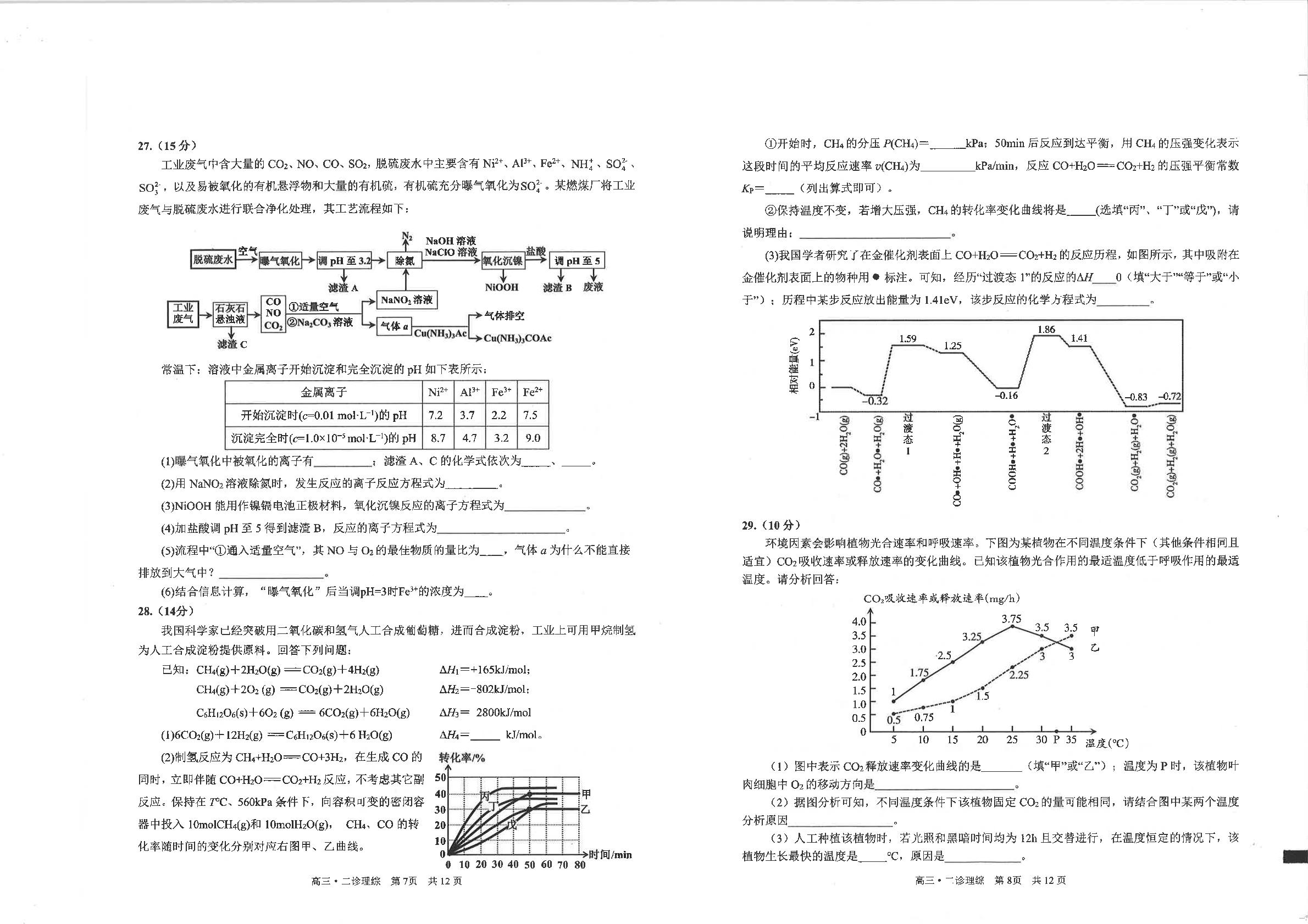 2024届四川省泸州市高三下学期第二次教学质量诊断性考试理综试题