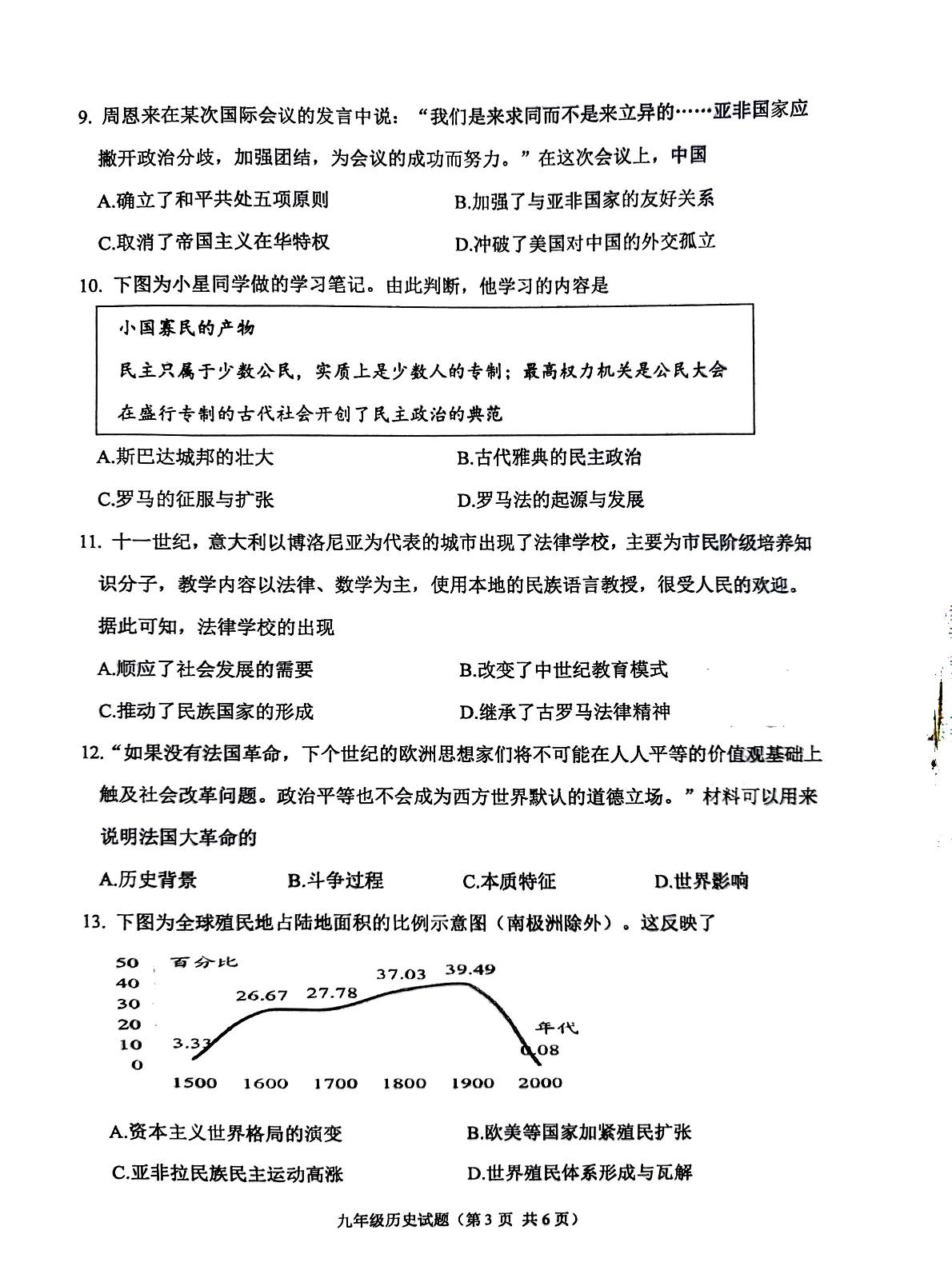 2024年江苏省徐州市中考二模历史试题