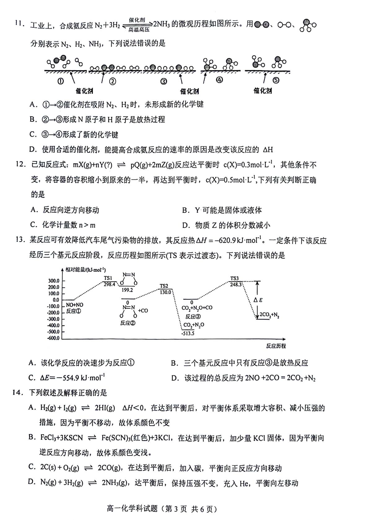 海南省琼海市嘉积中学2023-2024学年高一下学期6月期中考试化学试题