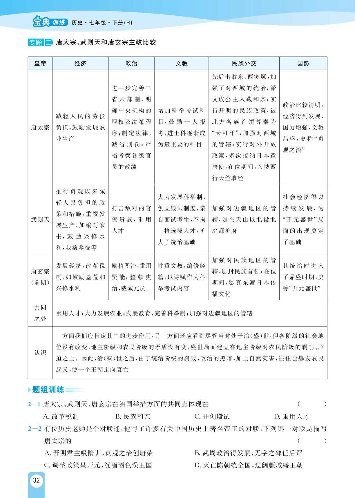 第1单元 隋唐时期：繁荣与开放的时代单元强化提升-【宝典训练】2023-2024学年七年级下册历史高效课堂