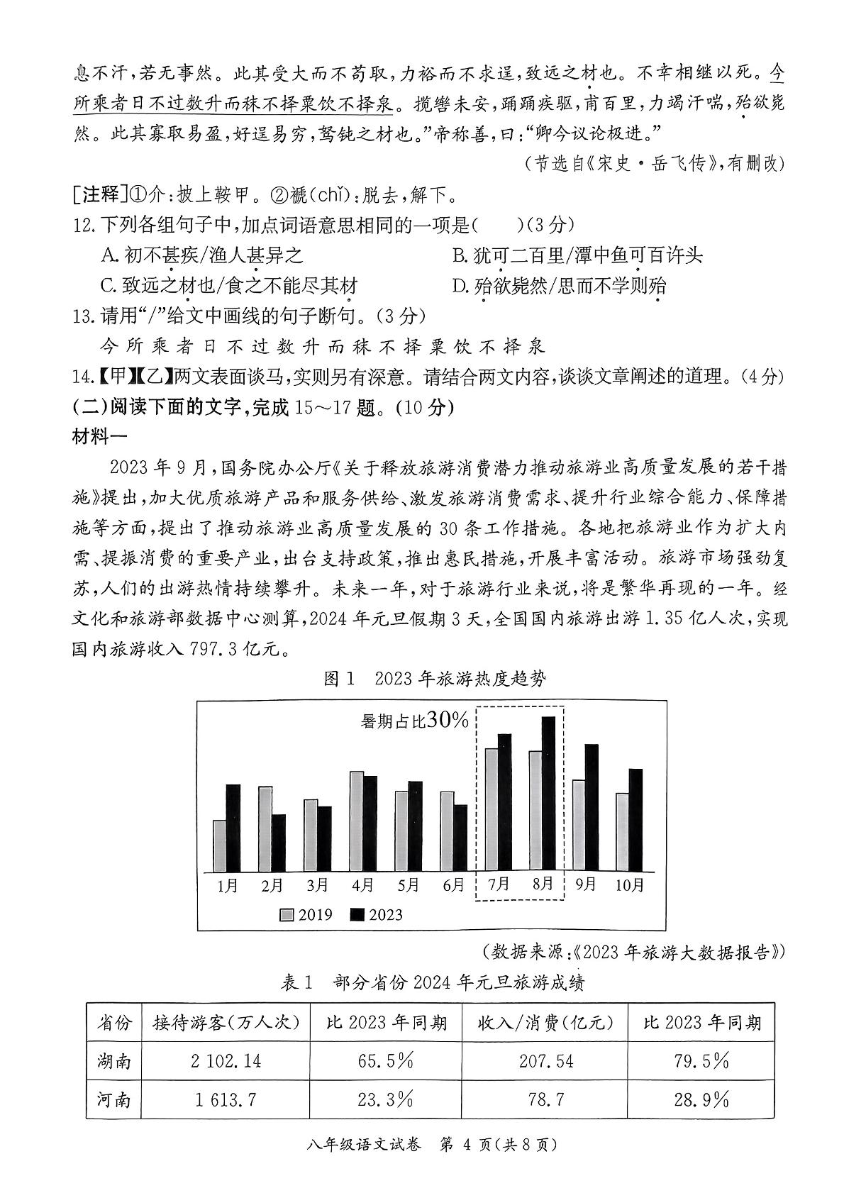 广东省河源市紫金县2023-2024学年八年级下学期语文期末试题