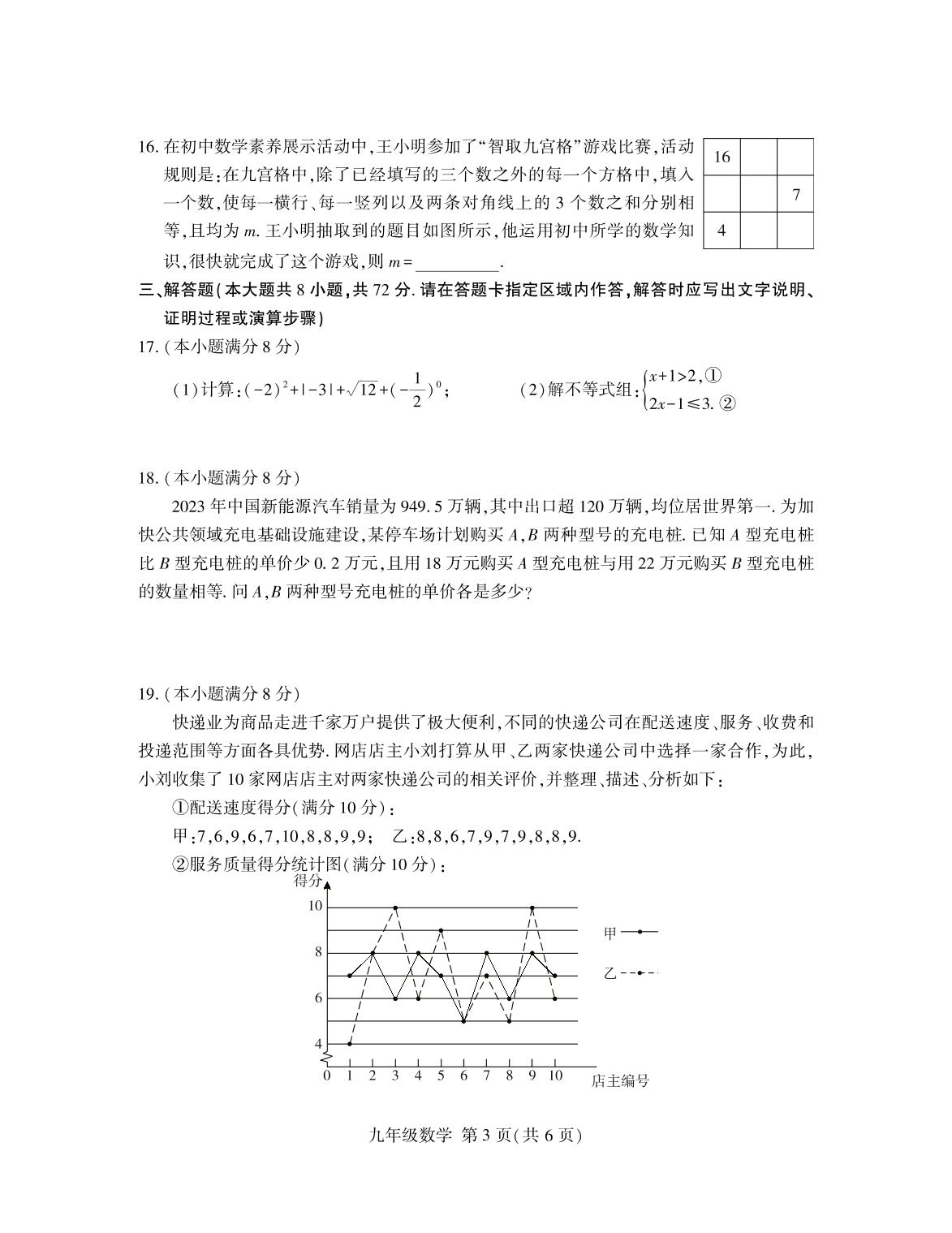 2024年山东省临沂市费县中考二模数学试题