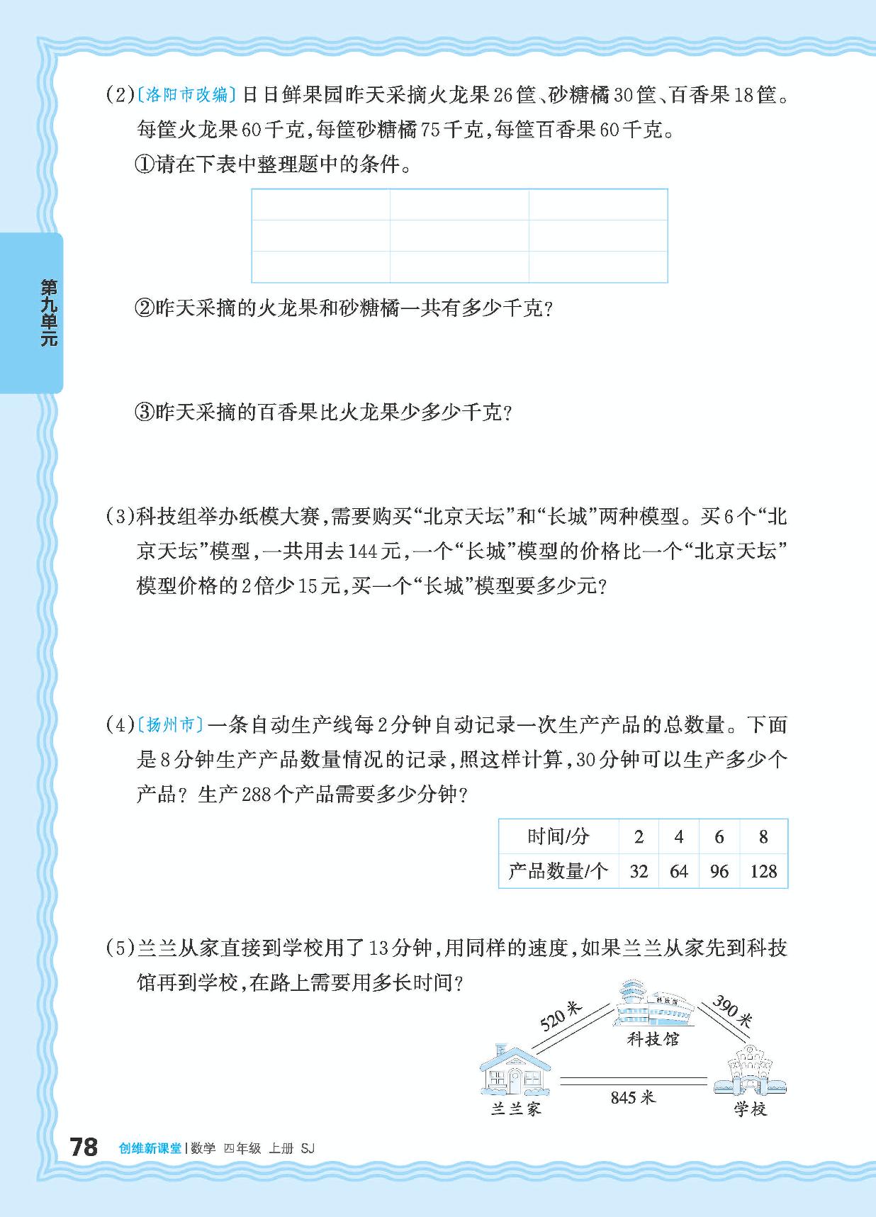 九 整理与复习-【王朝霞创维新课堂】2024-2025学年四年级上册数学同步优化训练(苏教版)