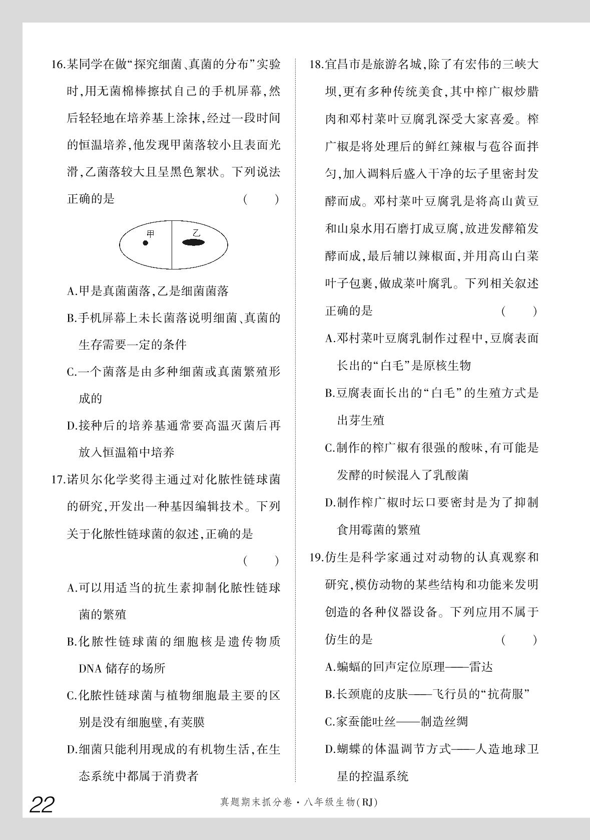 专项1 生物圈中的其他生物-【步步为赢】2024-2025学年八年级上册生物河南真题期末抓分卷（人教版）