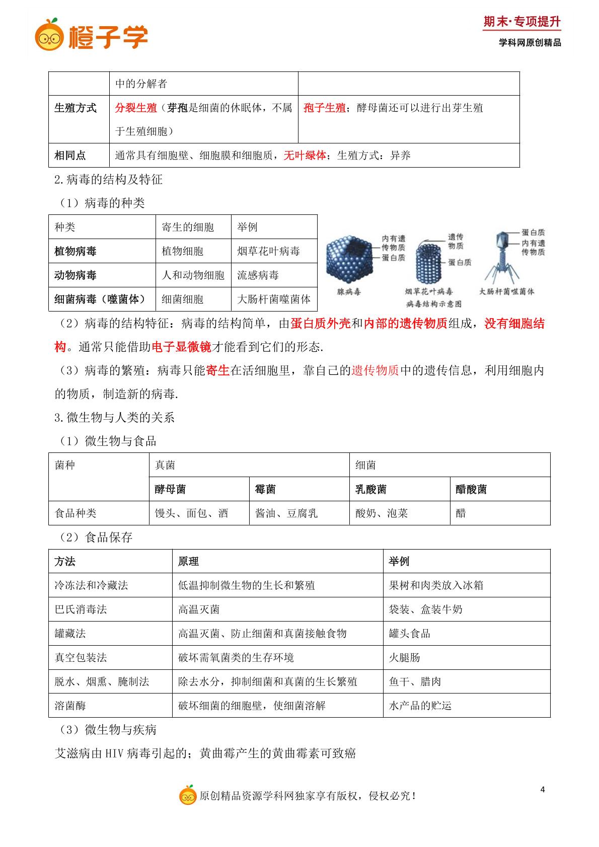 专项 必背知识清单-北师大版八年级上册期末专项（初中生物）