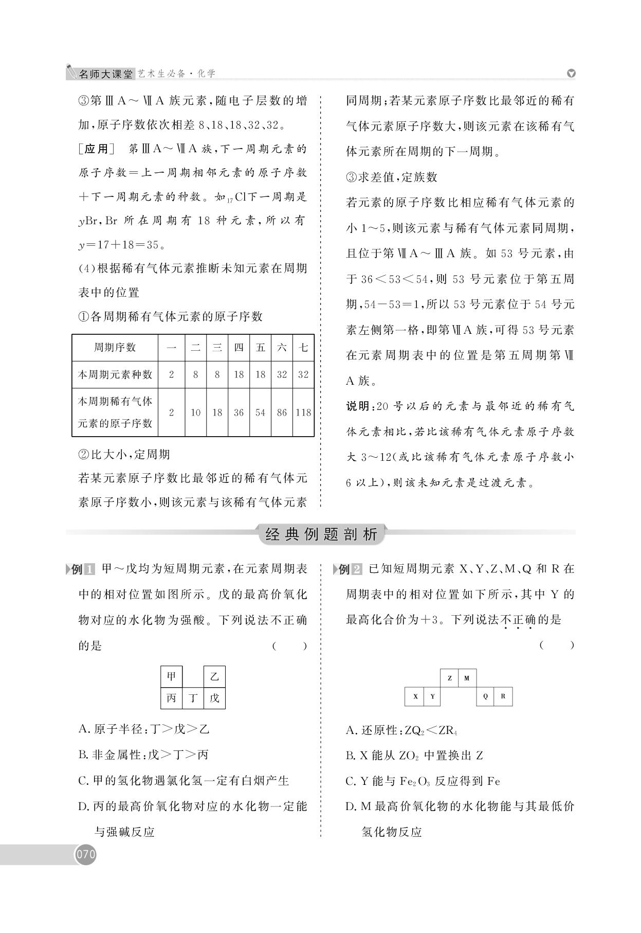 第4章 第11讲 元素周期表元素周期律 -【名师大课堂】2025年新高考化学艺术生总复习必备
