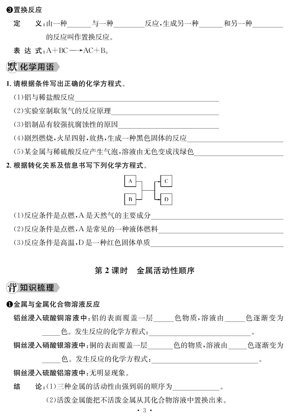 第8单元 金属和金属材料(默背手册)-【鸿鹄志·名师测控】2024-2025学年新教材九年级下册化学（人教版2024 江西专版）