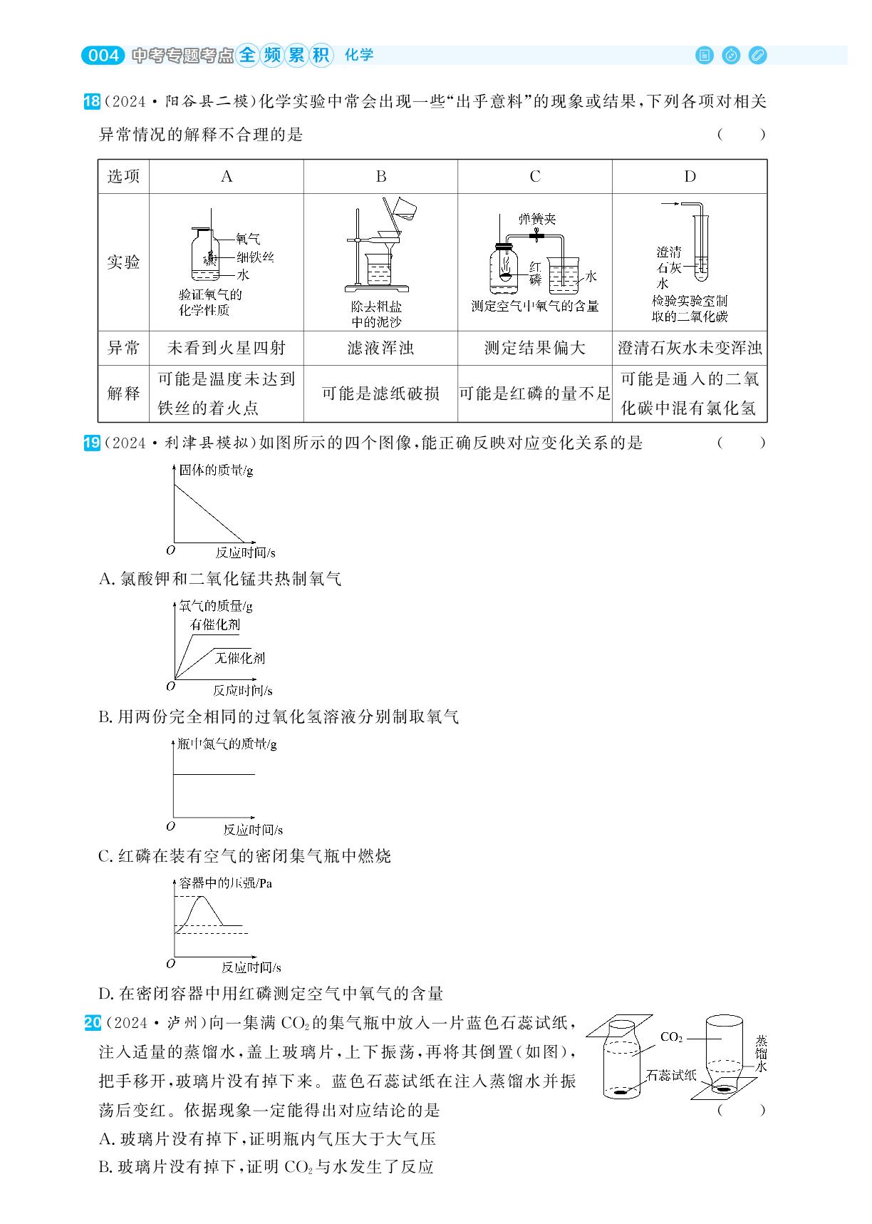 中考综合滚动练(一)空气、氧气、二氧化碳综合训练-【全频累积】2024年中考化学考点全频累积高效训练典册（山东专用）