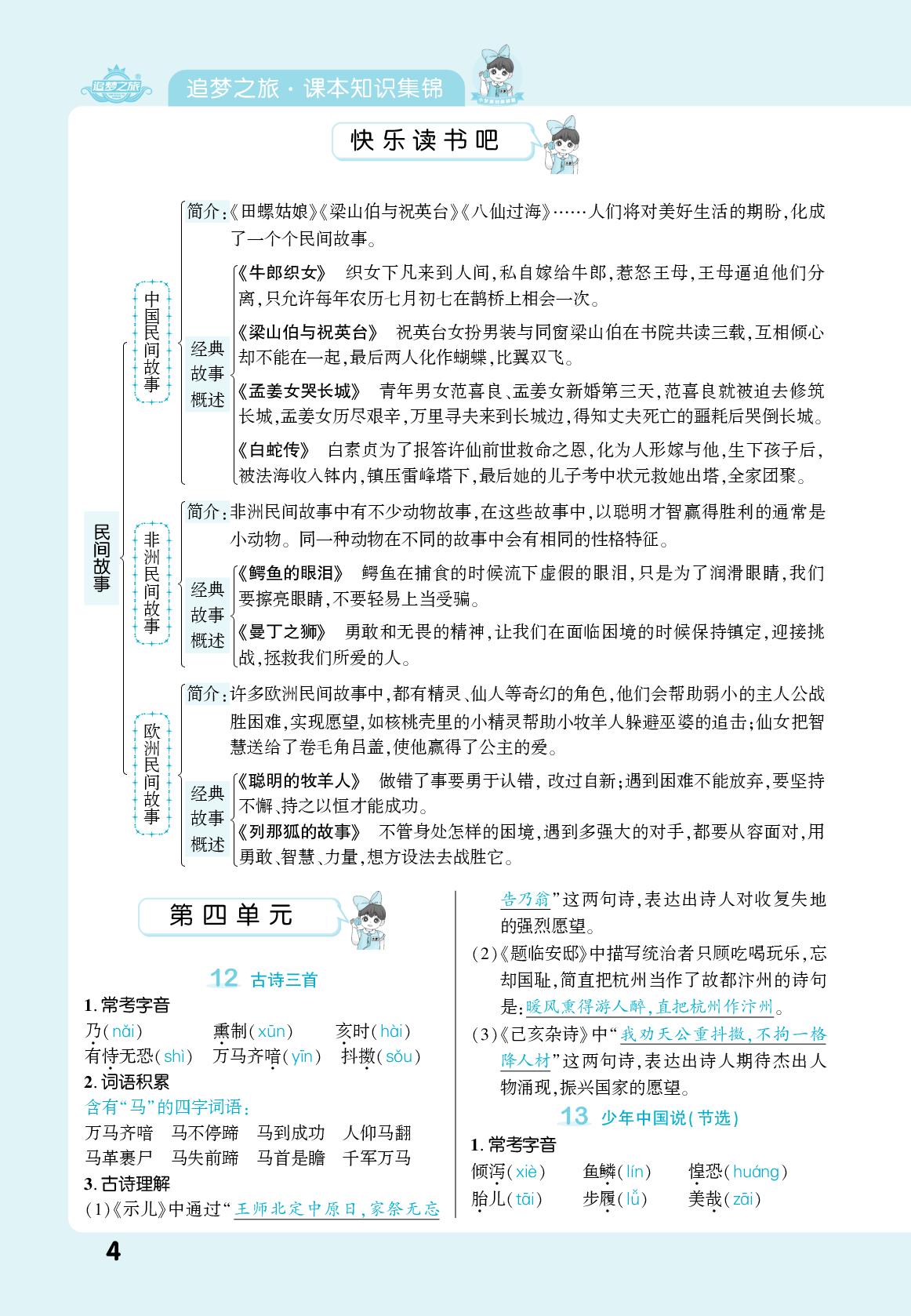 课本知识集锦-【追梦之旅·期末真题篇】2024-2025学年五年级语文上册（统编版）