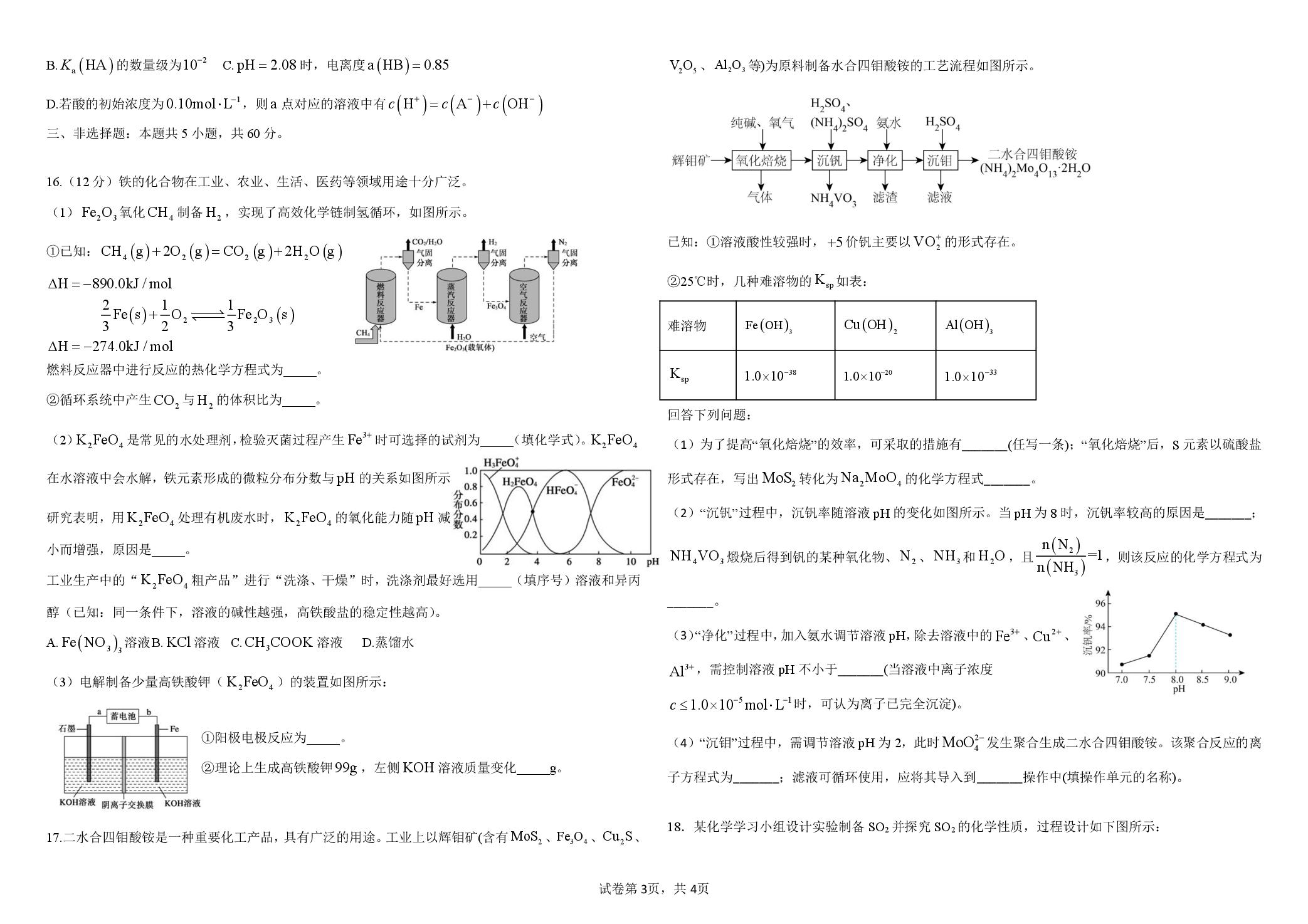 山东省乳山市银滩高级中学2024-2025学年高三上学期12月月考 化学试题