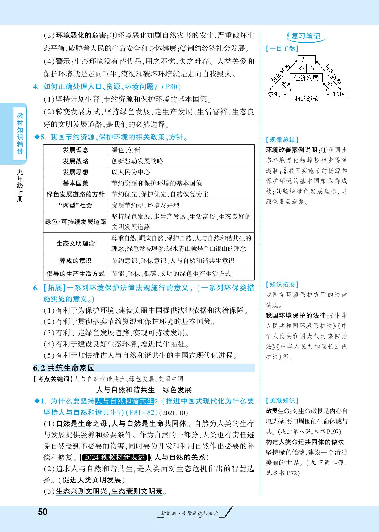 第6课 建设美丽中国-【一战成名新中考】2025安徽中考道德与法治·一轮复习·精讲册（讲册）