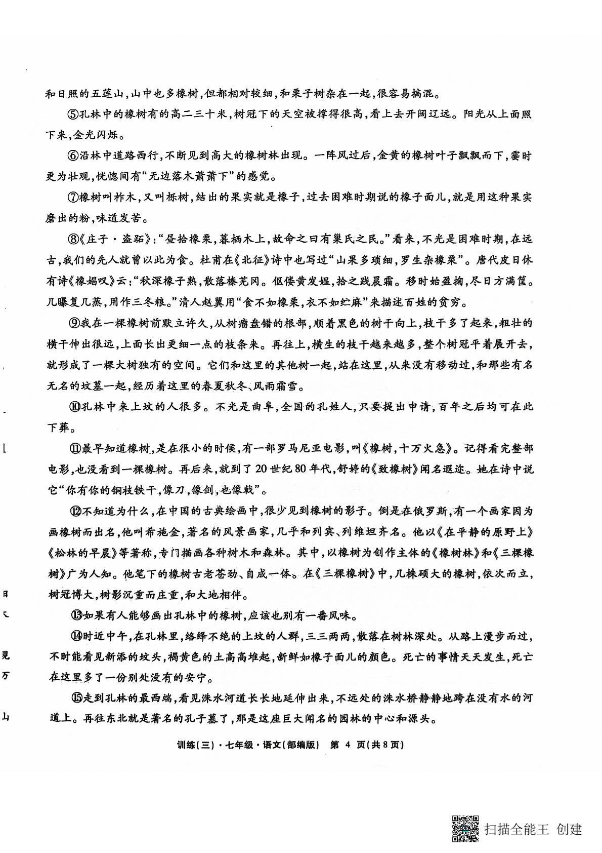 江西省上饶市鄱阳县洪迈学校2024-2025学年七年级上学期第三次月考语文试卷