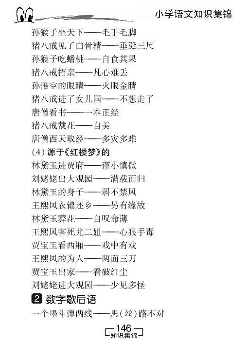 第9部分 应知应会的歇后语-小学语文知识集锦